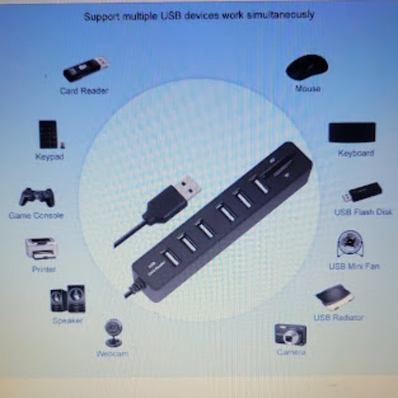 USB Hub 6 Port Expander USB 2.0/3.0 SD/TF Card Reader - Picture 5 of 9